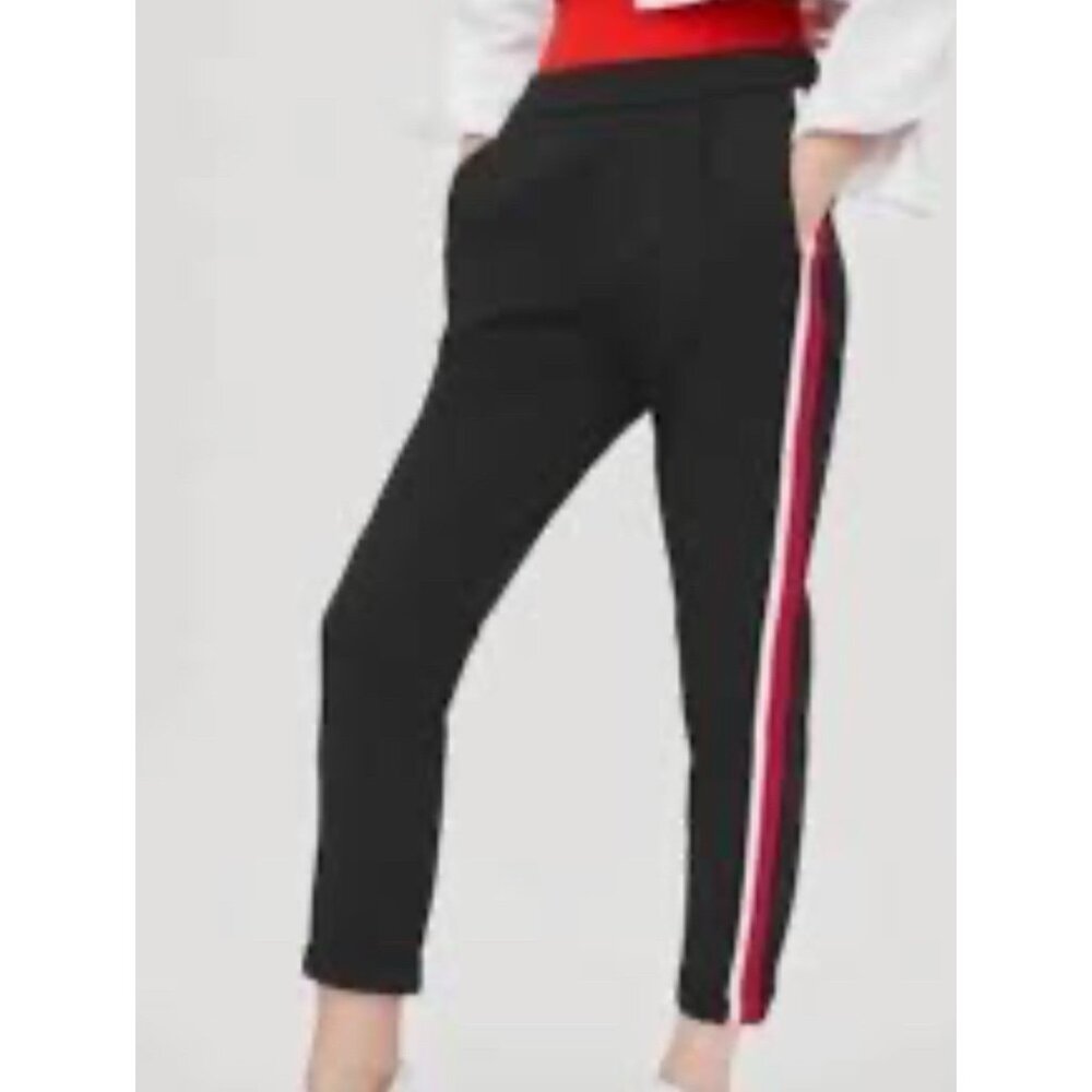 ZARA Trafaluc NWT‎  Black TROUSERS WITH SIDE STRIPE SPORT PANTS SIZE XL